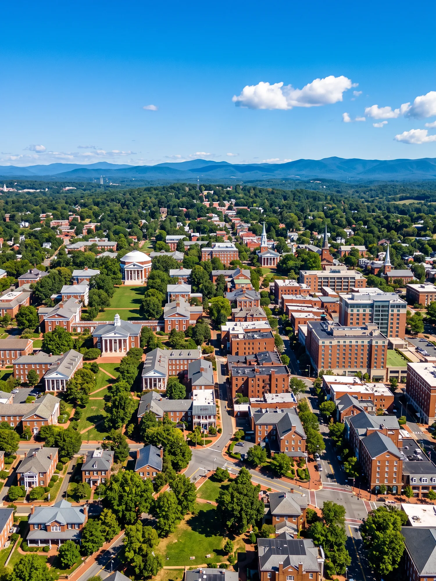 Image of Panoramic Cityscape View Of Charlottesville In Bright Daylight