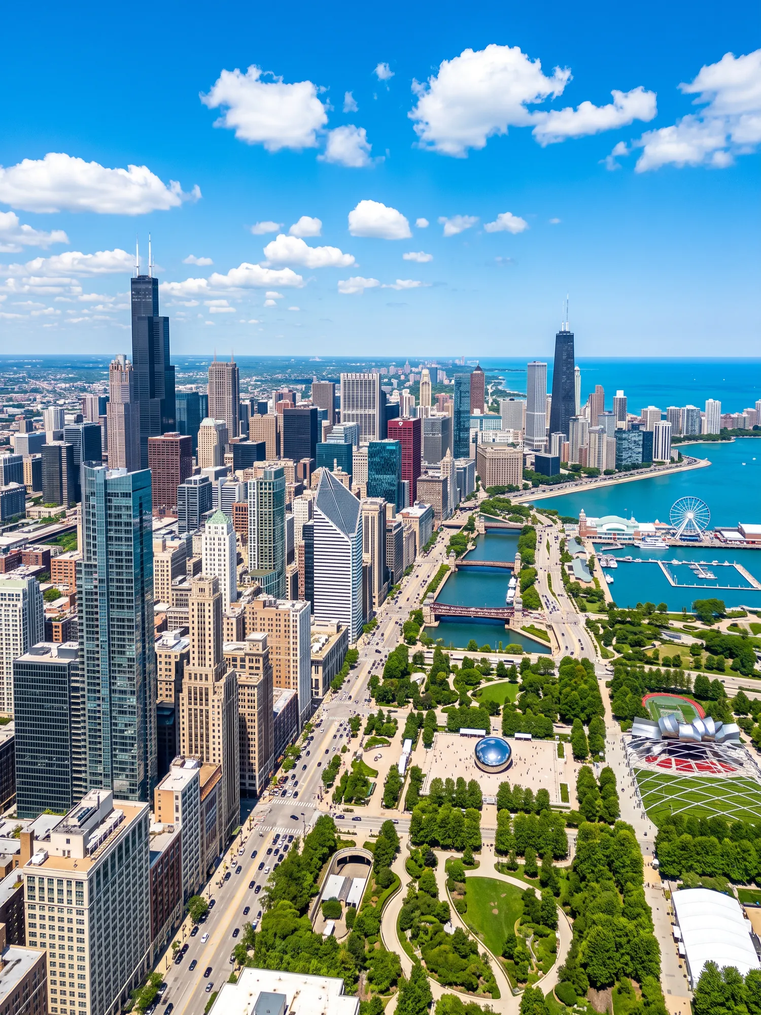 Image of Panoramic Cityscape View Of Chicago In Bright Daylight 1