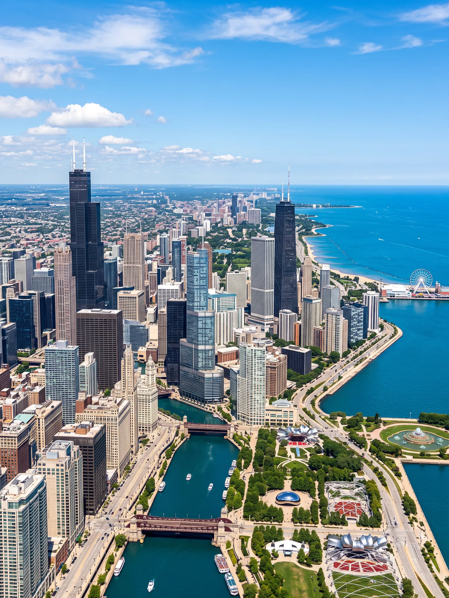 Image of Panoramic Cityscape View Of Chicago In Bright Daylight 2