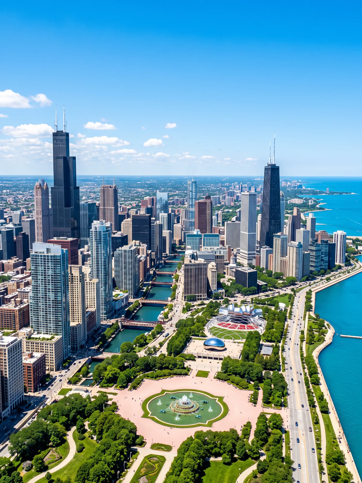 Image of Panoramic Cityscape View Of Chicago In Bright Daylight 4