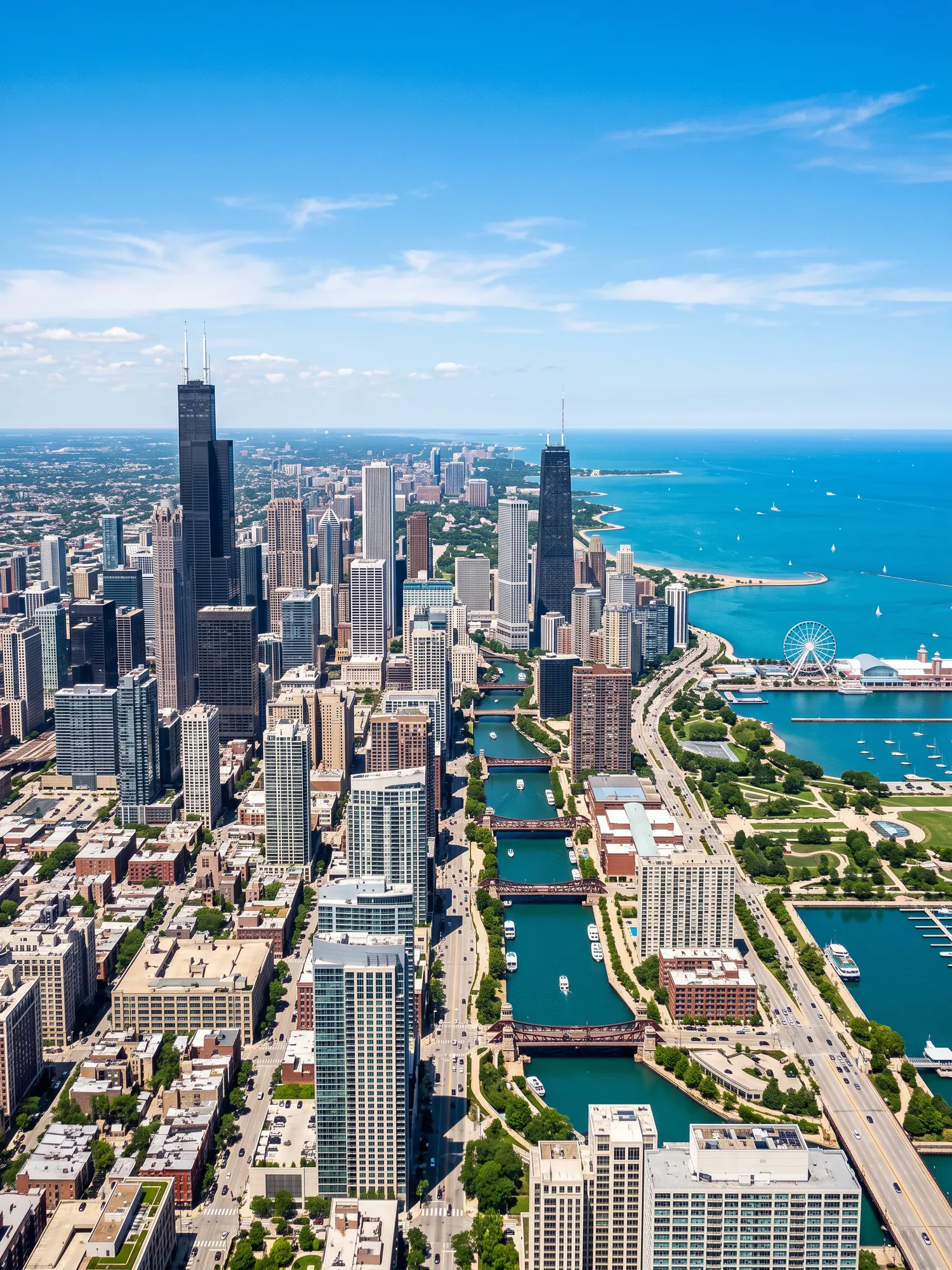 Image of Panoramic Cityscape View Of Chicago In Bright Daylight 6