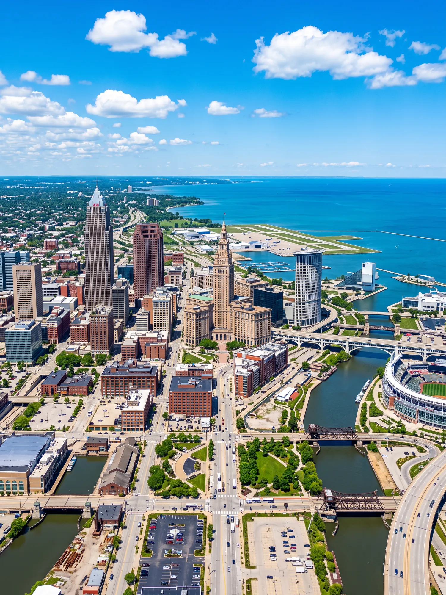 Image of Panoramic Cityscape View Of Cleveland In Bright Daylight 1