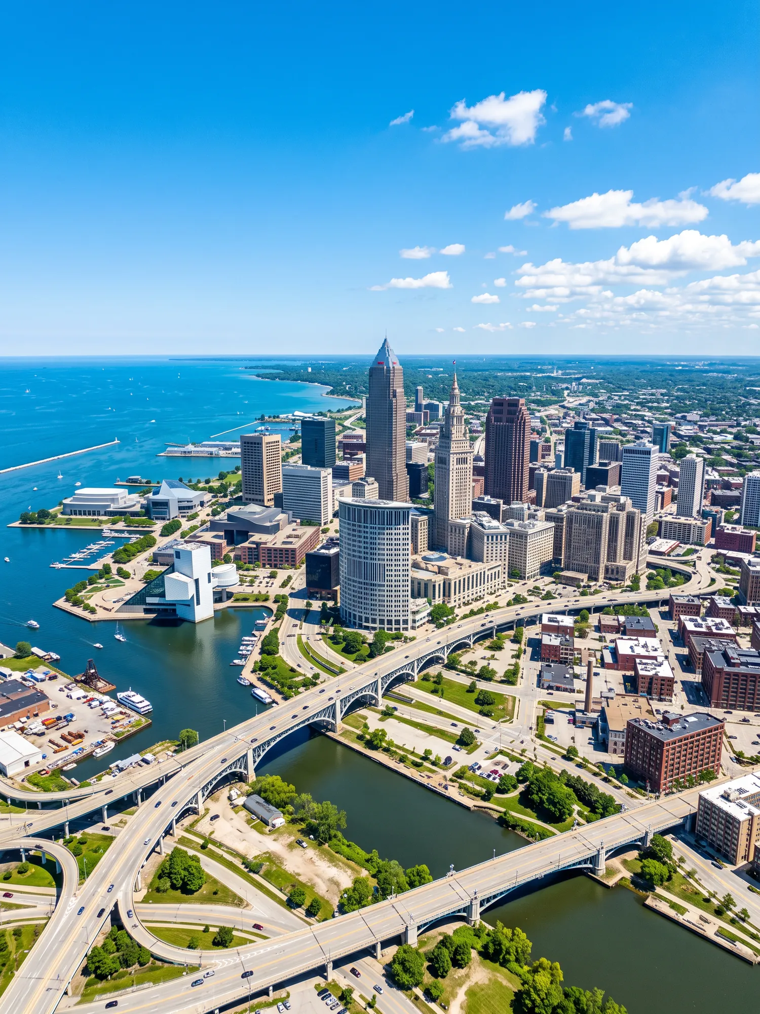 Image of Panoramic Cityscape View Of Cleveland In Bright Daylight