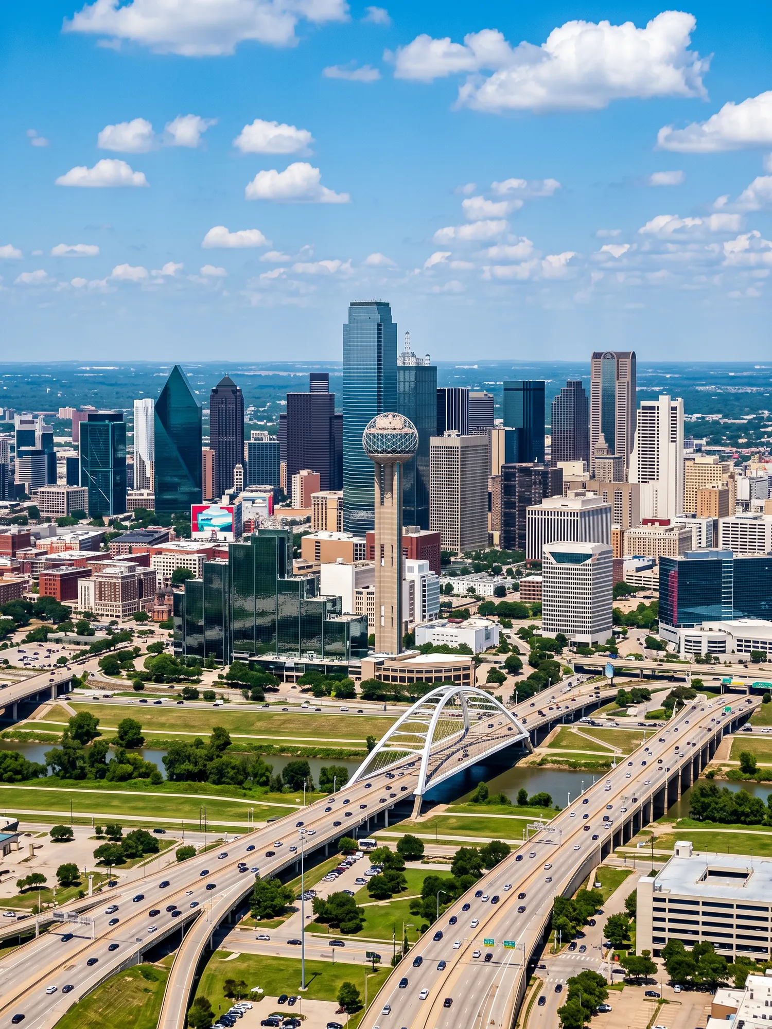 Image of Panoramic Cityscape View Of Dallas In Bright Daylight