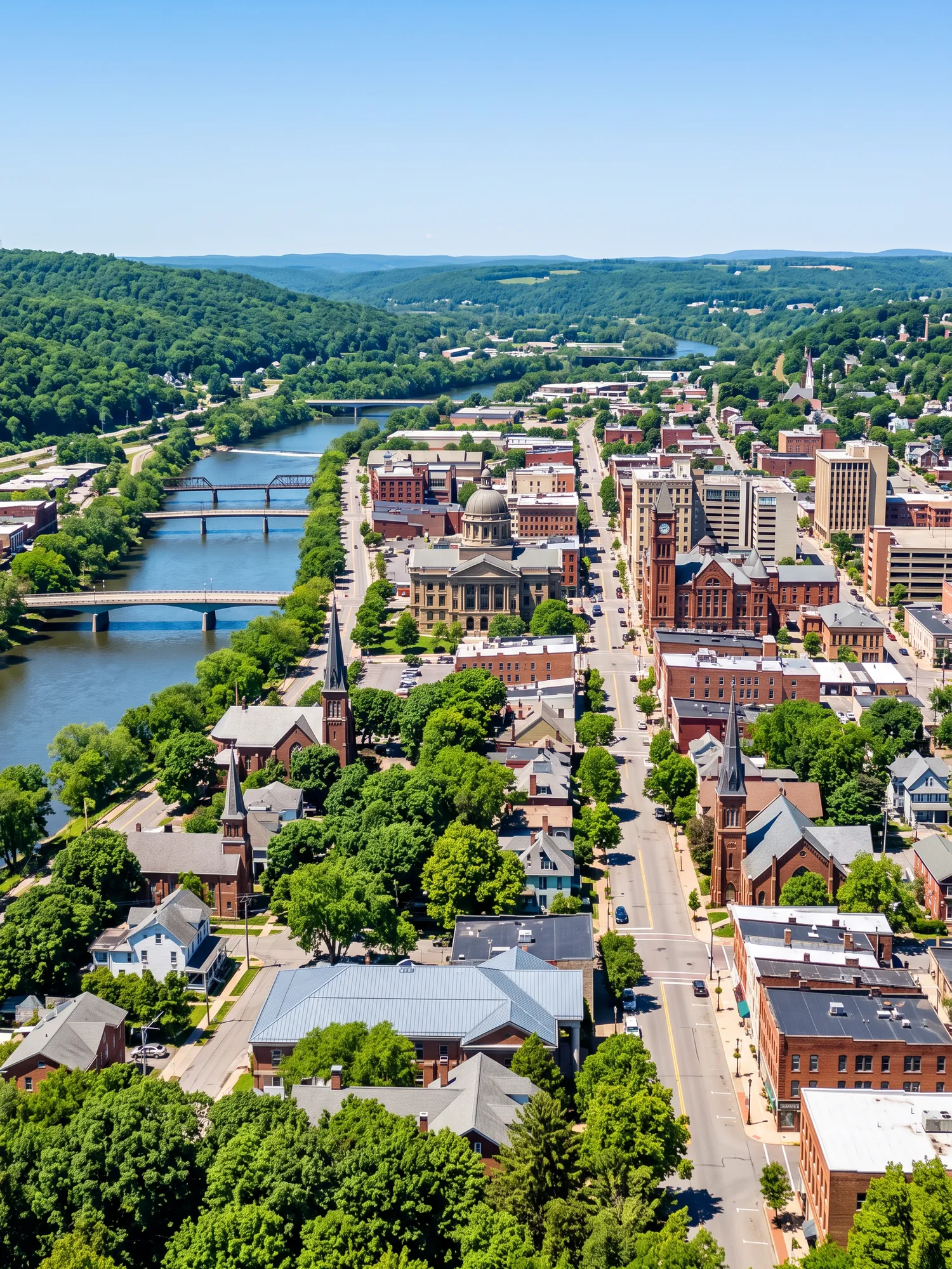 Image of Panoramic Cityscape View Of Elmira In Bright Daylight