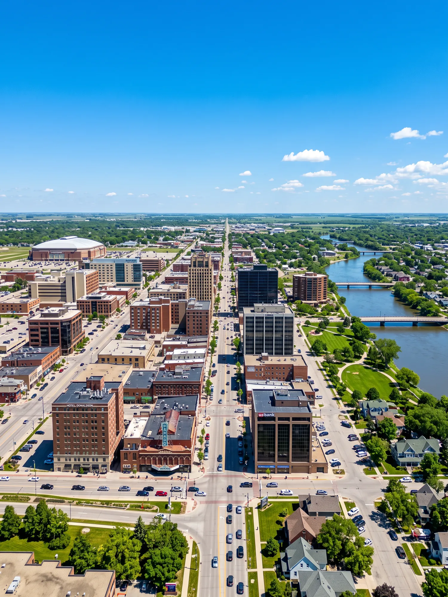Image of Panoramic Cityscape View Of Fargo In Bright Daylight