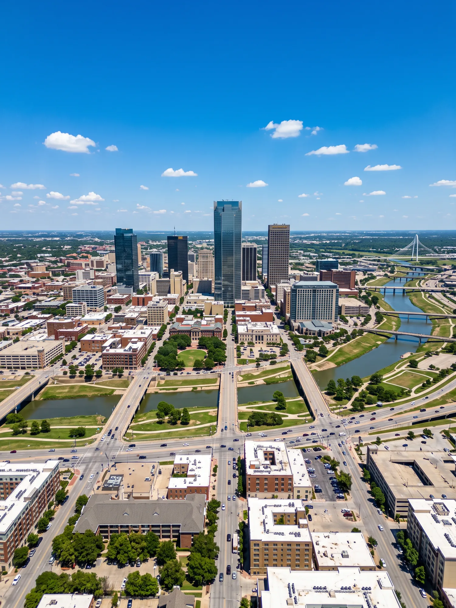 Image of Panoramic Cityscape View Of Fort Worth In Bright Daylight 1