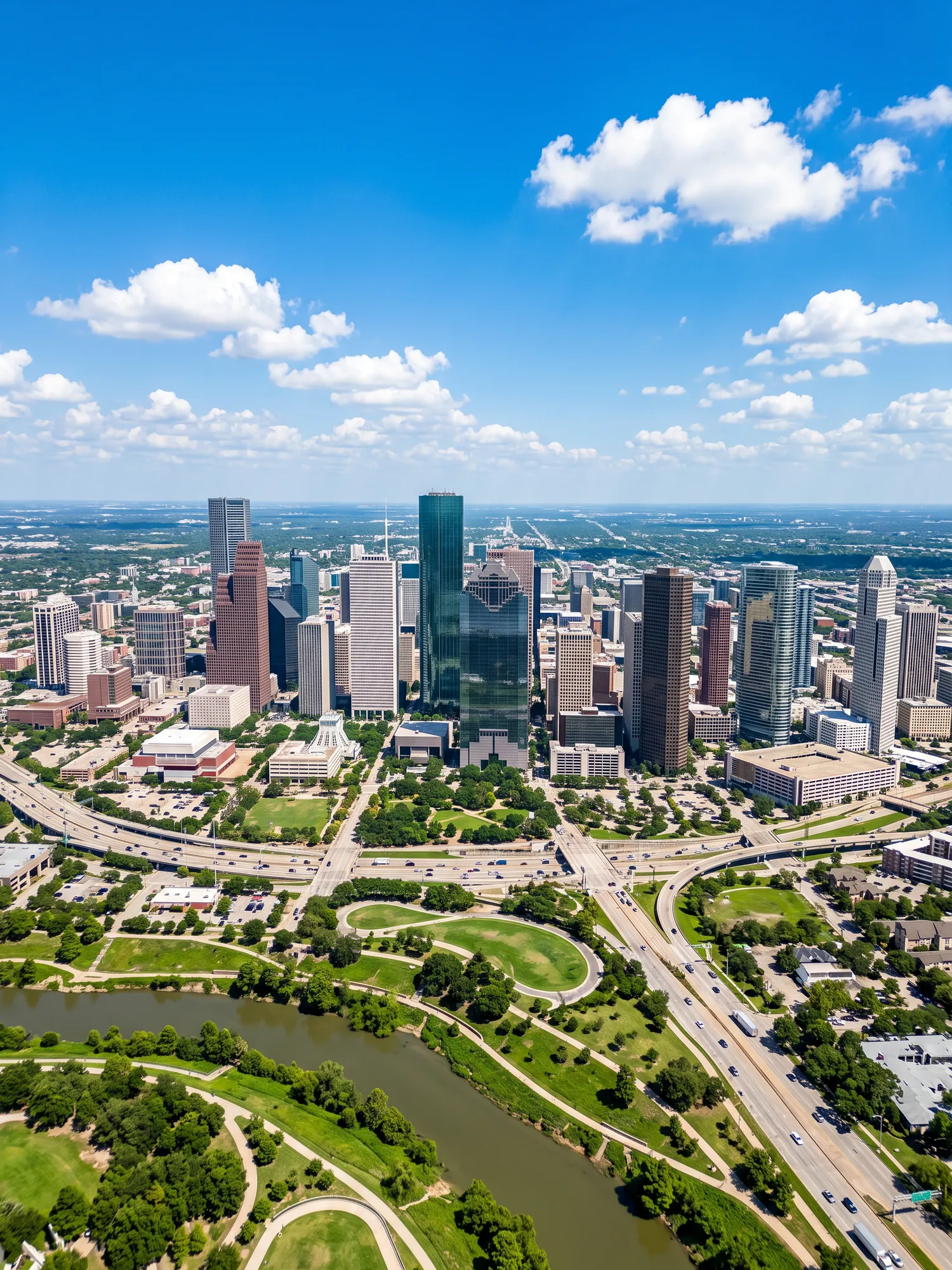 Image of Panoramic Cityscape View Of Houston In Bright Daylight 1