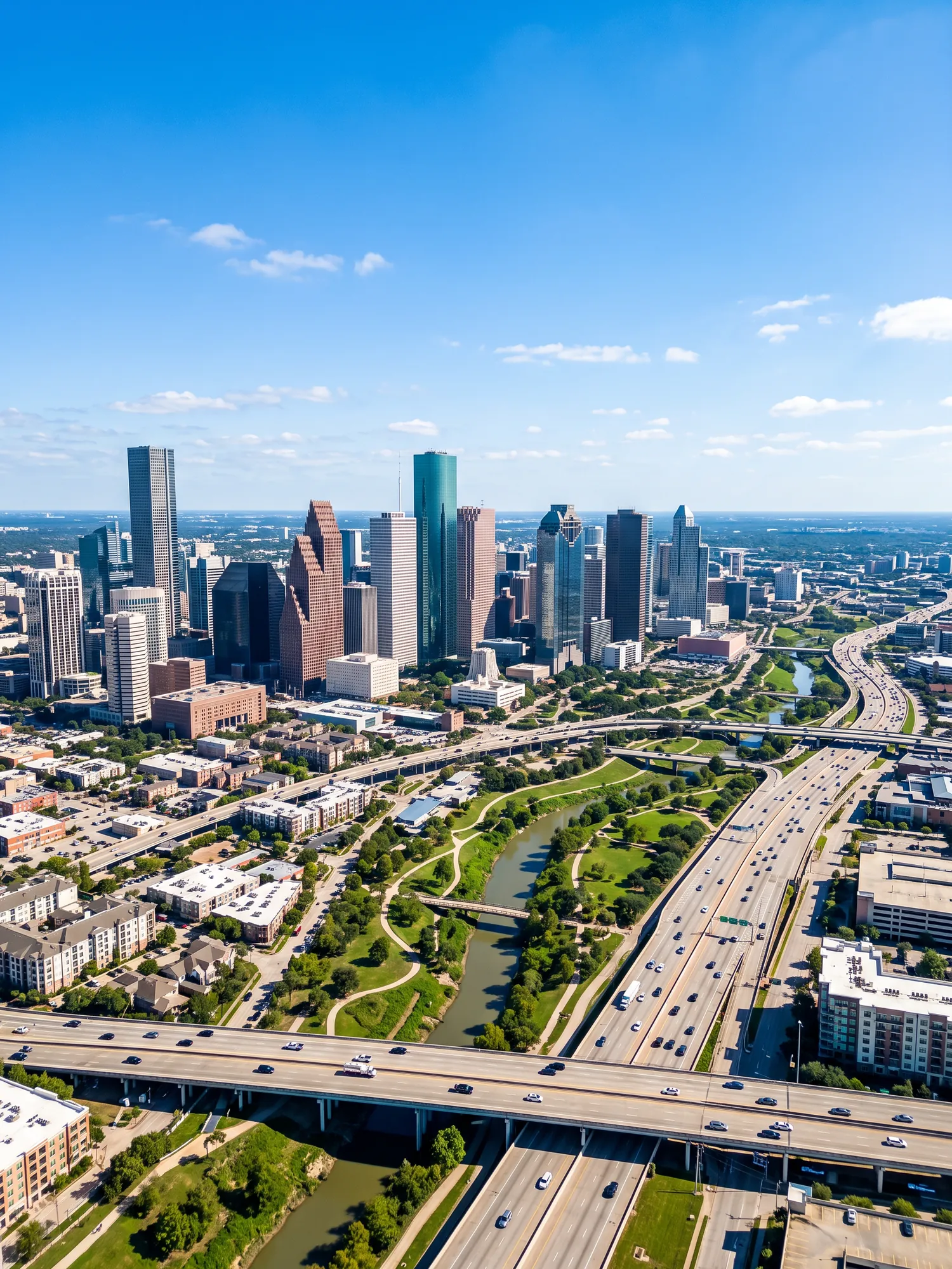 Image of Panoramic Cityscape View Of Houston In Bright Daylight 2