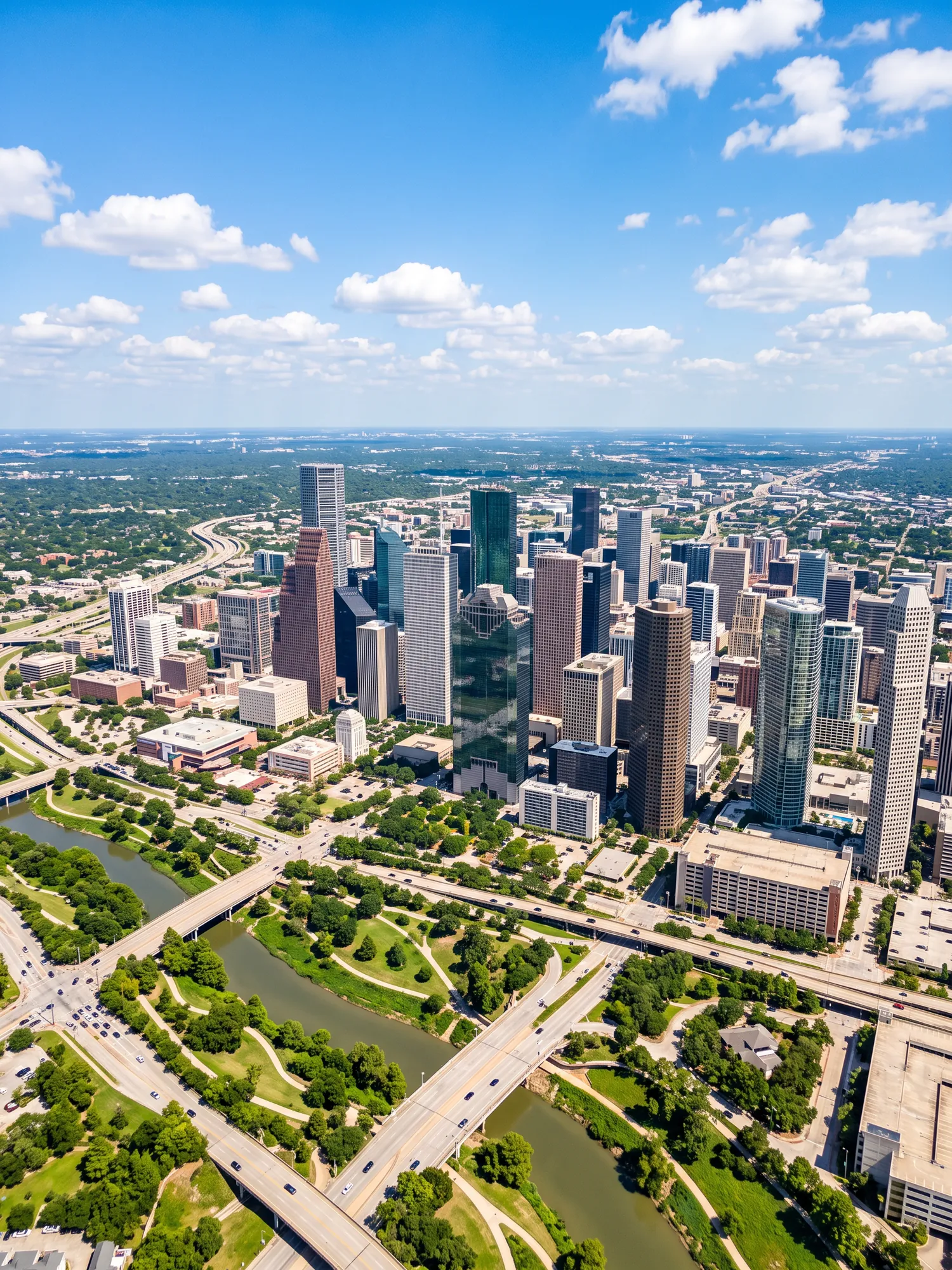 Image of Panoramic Cityscape View Of Houston In Bright Daylight 3