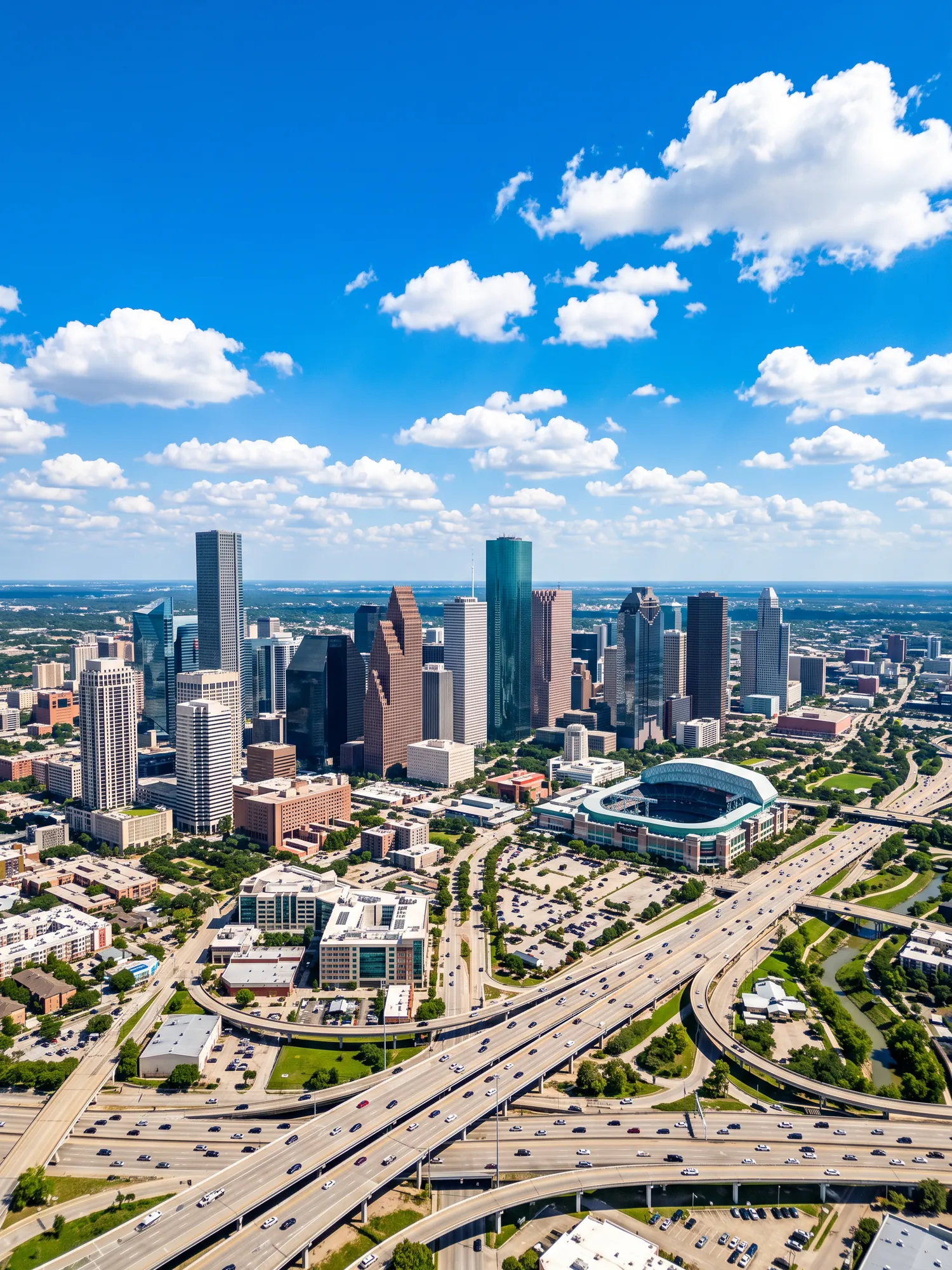 Image of Panoramic Cityscape View Of Houston In Bright Daylight 4